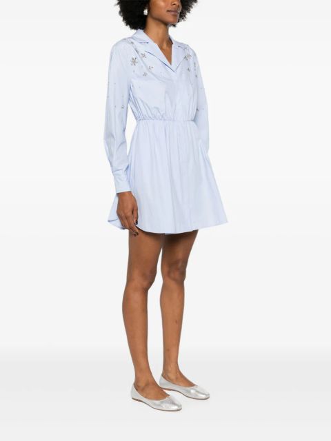 Self-Portrait crystal-embellished shirtdress - Blue