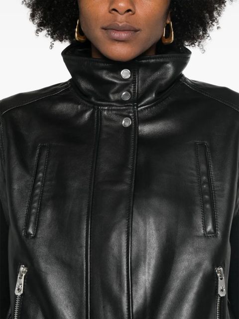 PINKO leather biker gilet - Black
