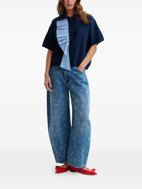 Essentiel Antwerp ruffled-trim polo top - Blue - zdjęcie produktu nr 2