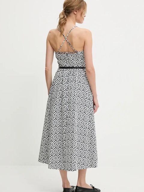 Answear.LAB sukienka bawełniana kolor biały maxi rozkloszowana - zdjęcie produktu nr 2