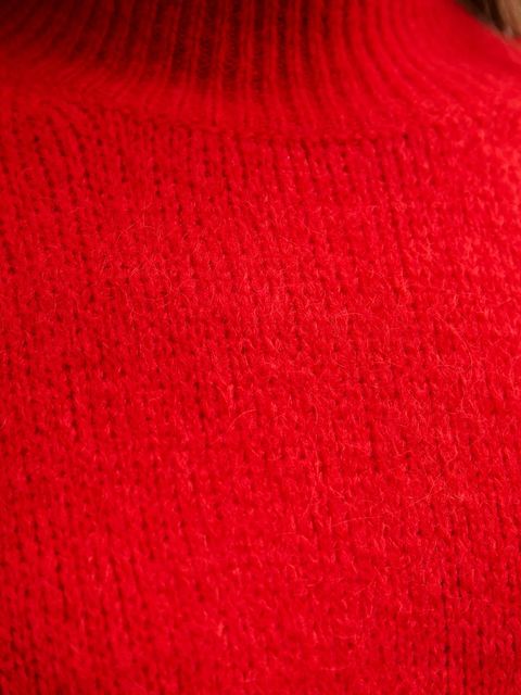 Morgan sweter z dodatkiem wełny damski kolor czerwony z golfem MLEONAR