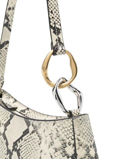 STAUD Ollie snakeskin hardware tote bag - White