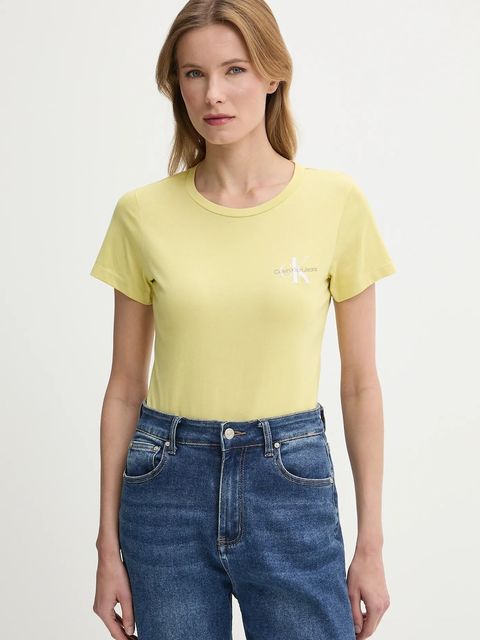Calvin Klein Jeans t-shirt bawełniany 2-pack damski kolor żółty J20J219734 - zdjęcie produktu nr 1