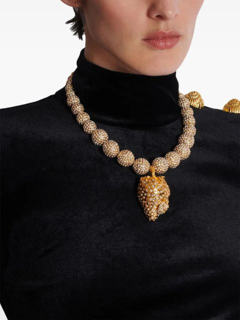 Balmain strawberry rhinestone necklace - Gold