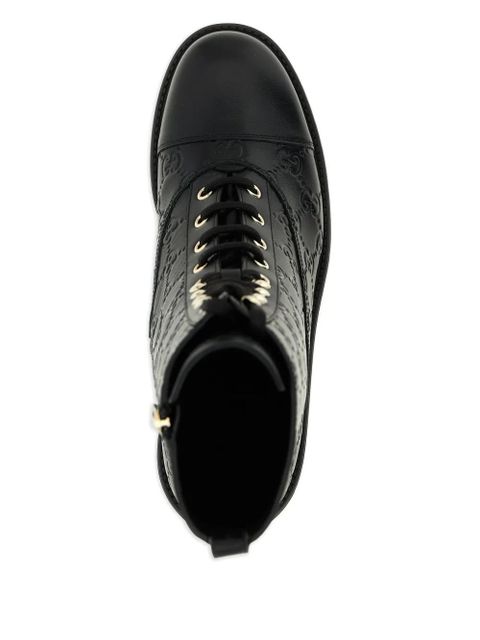 Gucci 60mm GG leather lace-up boots - Black