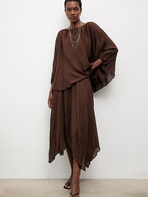 Answear.LAB spódnica kolor brązowy midi rozkloszowana - zdjęcie produktu nr 2