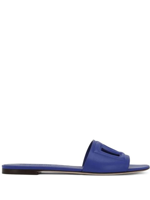 Dolce & Gabbana DG Logo leather slides - Blue - zdjęcie produktu nr 1