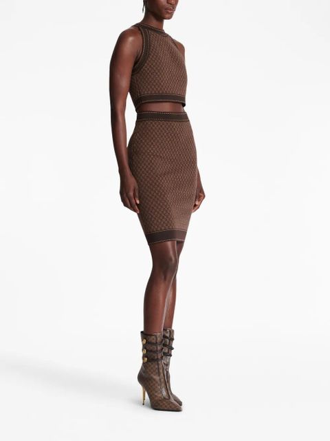 Balmain monogram-jacquard skirt - Brown