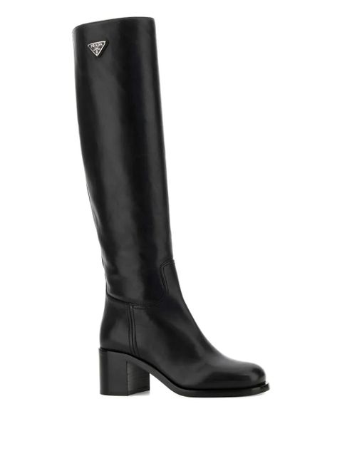 Prada 55mm leather knee-high boots - Black - zdjęcie produktu nr 2