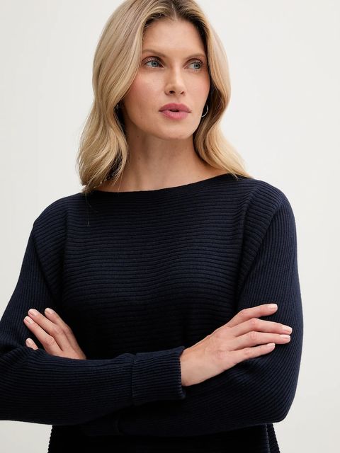 United Colors of Benetton sweter z dodatkiem wełny damski kolor granatowy 1Y6SD10CH