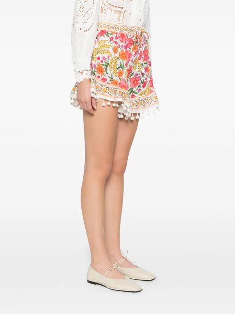 FARM Rio floral-print pom-pom shorts - White