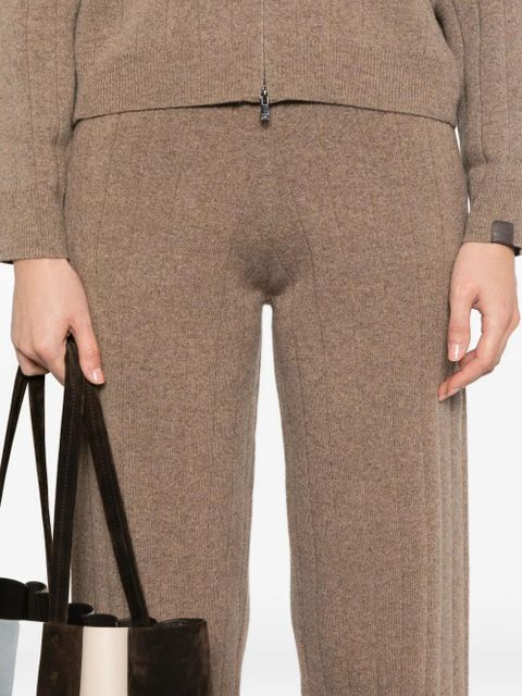 Max Mara ribbed cashmere straight-leg trousers - Brown