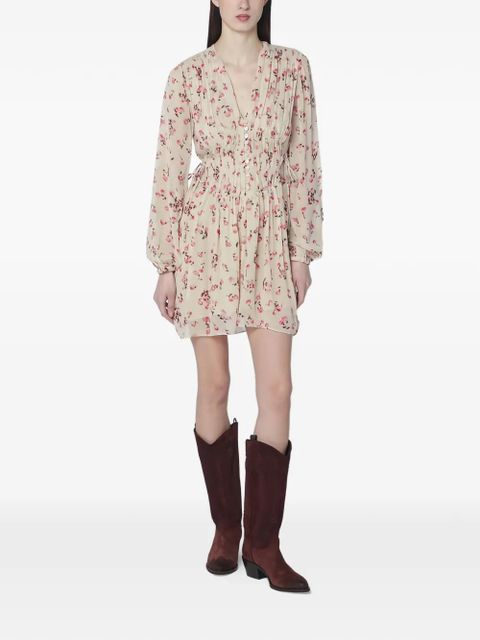 ISABEL MARANT floral V-neck mini dress - Neutrals - zdjęcie produktu nr 1