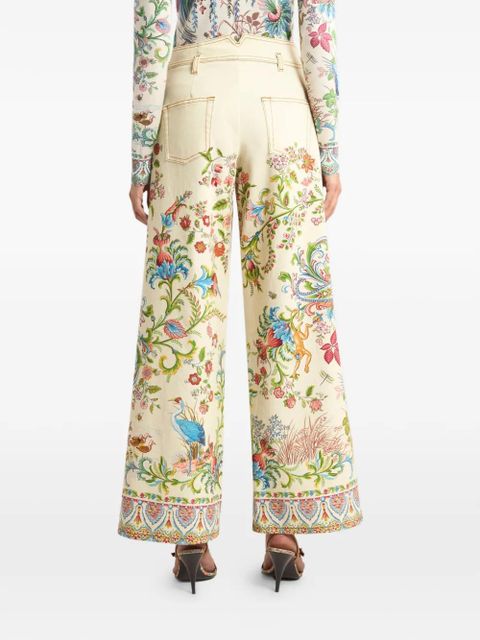 ETRO flora fauna-print wide-leg jeans - Neutrals