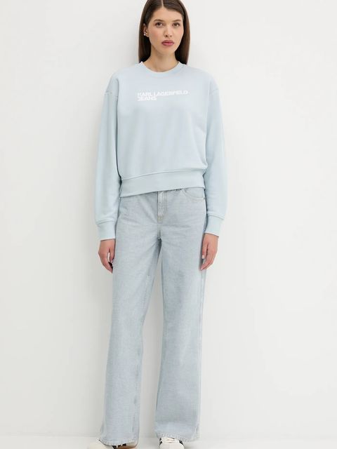 Karl Lagerfeld Jeans bluza damska kolor niebieski z nadrukiem A1W20005