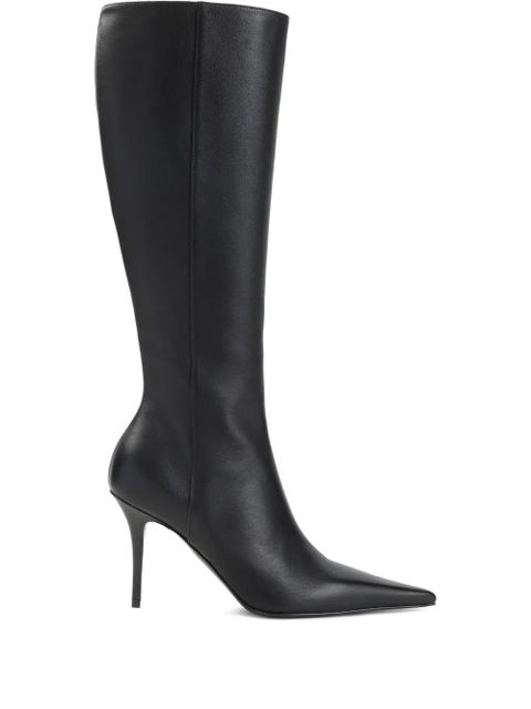 Amina Muaddi pointed-toe side-zip leather boots - Black - zdjęcie produktu nr 1