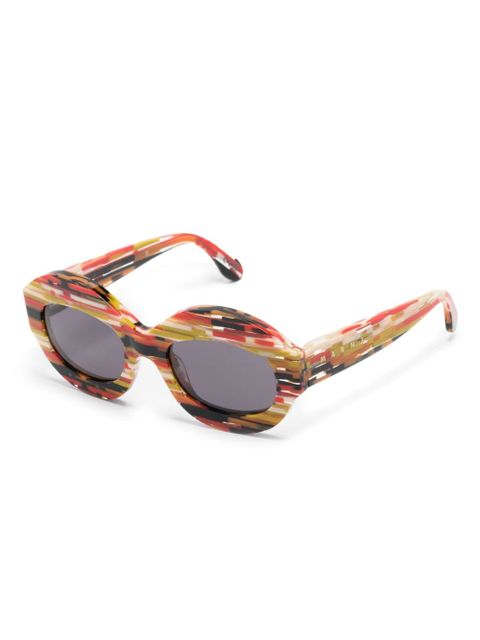 Marni Eyewear Spacey Stripey oval-frame sunglasses - Red - zdjęcie produktu nr 2