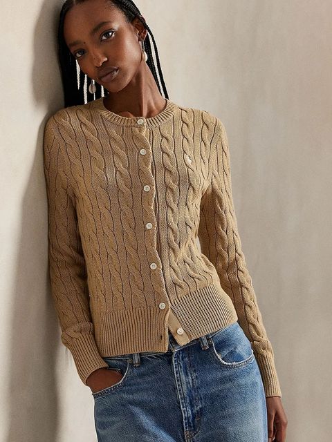 Polo Ralph Lauren kardigan bawełniany damski kolor brązowy 211971868