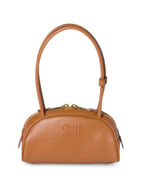 Miu Miu small Beau embossed-logo tote bag - Brown - zdjęcie produktu nr 1