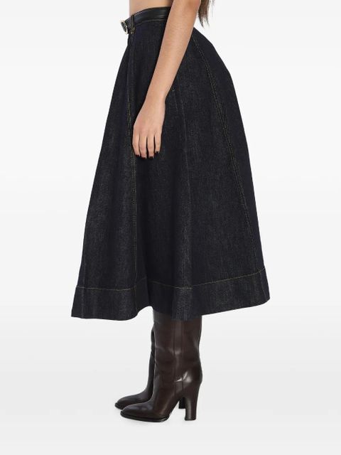 Self-Portrait flared belt midi skirt - Blue - zdjęcie produktu nr 1