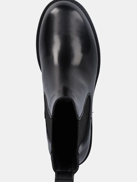 BOSS sztyblety skórzane Eleri damskie kolor czarny na płaskim obcasie 50552775