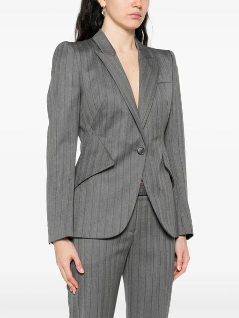 Alexander McQueen pinstripe single-breasted jacket - Grey