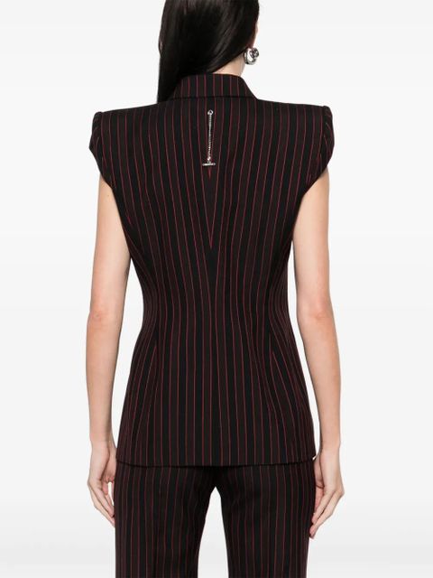 Alexander McQueen pinstriped sleeveless blazer - Black