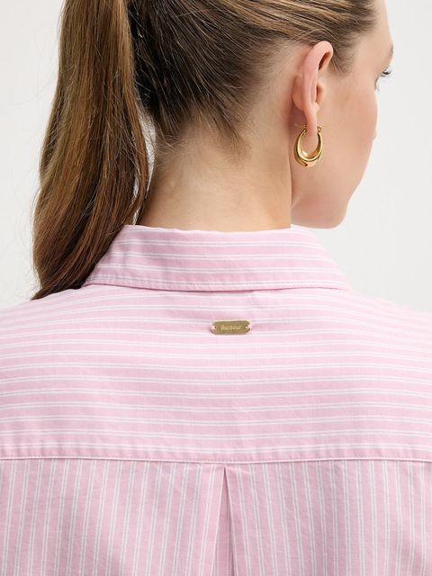 Barbour koszula z dodatkiem bawełny Rosie damska kolor różowy relaxed z kołnierzykiem klasycznym LSH1721