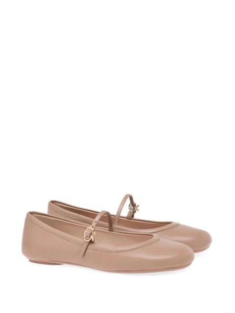Gianvito Rossi Carla leather ballerina shoes - Neutrals