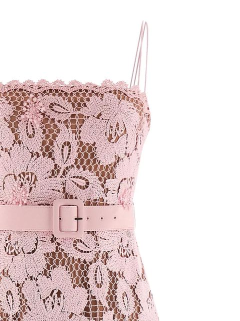 Self-Portrait crochet-lace midi dress - Pink