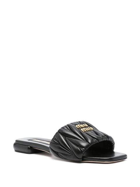 Miu Miu matelassé leather sandals - Black