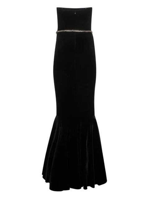 Self-Portrait chain-embellished velvet dress - Black