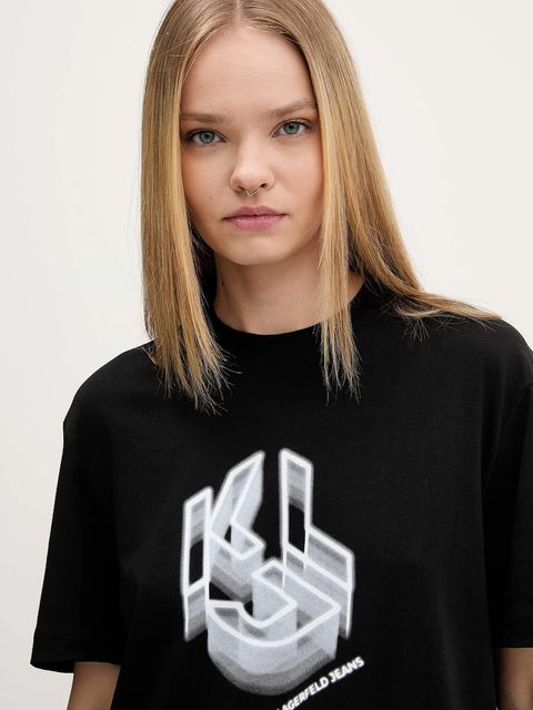 Karl Lagerfeld Jeans t-shirt bawełniany damski kolor czarny A4W17005