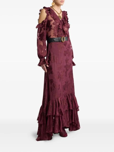 ETRO fil coupé chiffon shirt - Red