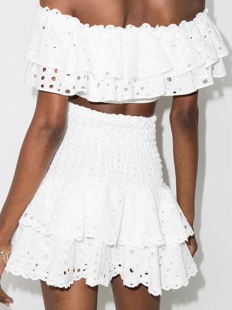 Charo Ruiz Ibiza Noa broderie anglaise ruffled skirt - White