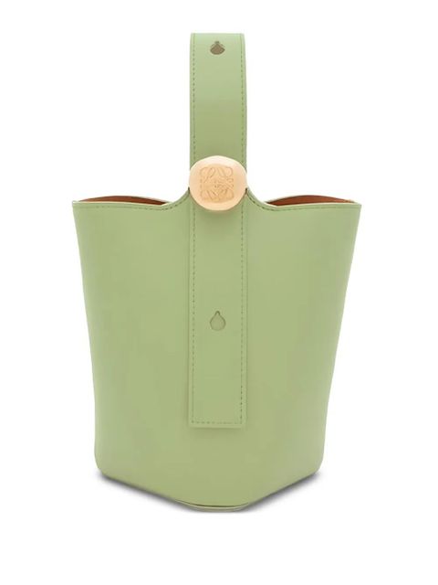 LOEWE mini Pebble calfskin bucket bag - Green - zdjęcie produktu nr 1