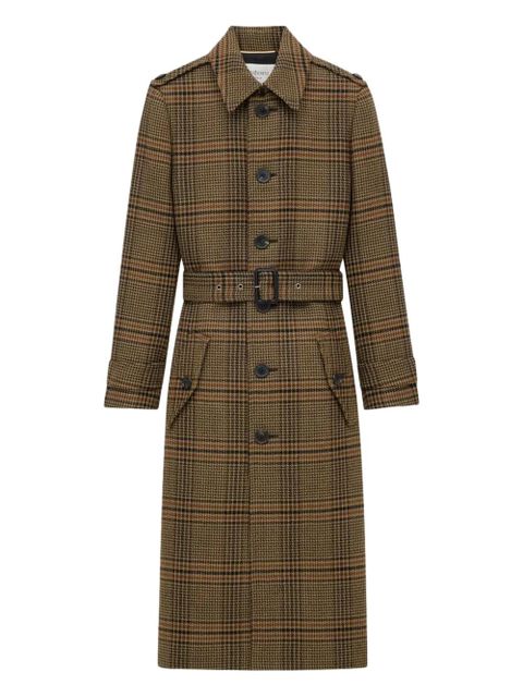 Saint Laurent Prince of Wales check belted coat - Brown - zdjęcie produktu nr 1
