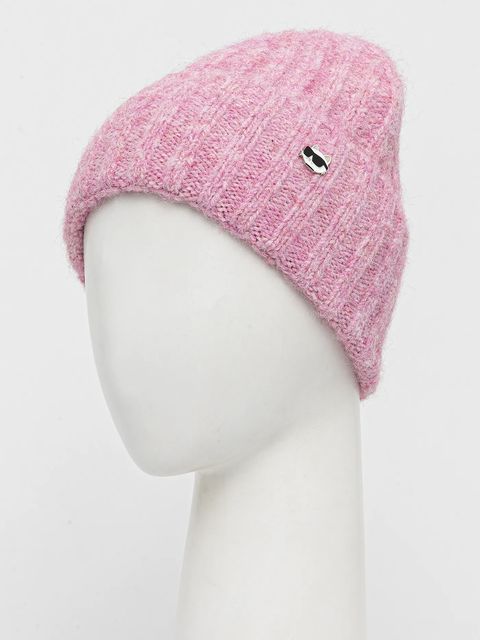 Karl Lagerfeld czapka z domieszką wełny IKON kolor różowy A4W33109 - zdjęcie produktu nr 2