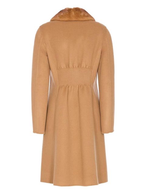 FENDI fur-collar coat - Brown