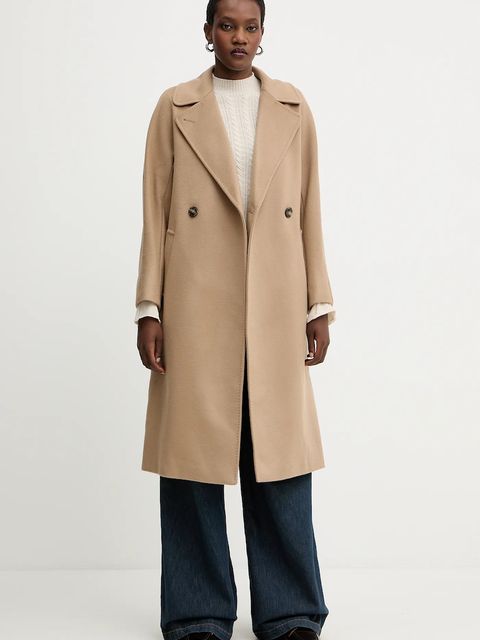 Weekend Max Mara płaszcz wełniany RESINA kolor zielony 2525016102600 - zdjęcie produktu nr 1