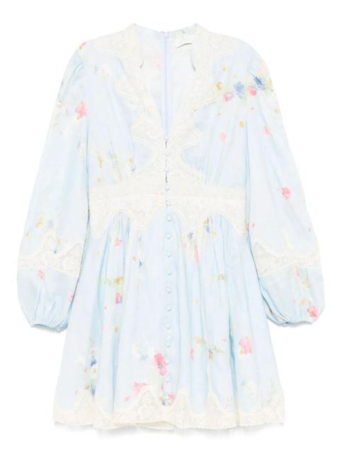 ZIMMERMANN Lucky lace plunge mini dress - Blue - zdjęcie produktu nr 1