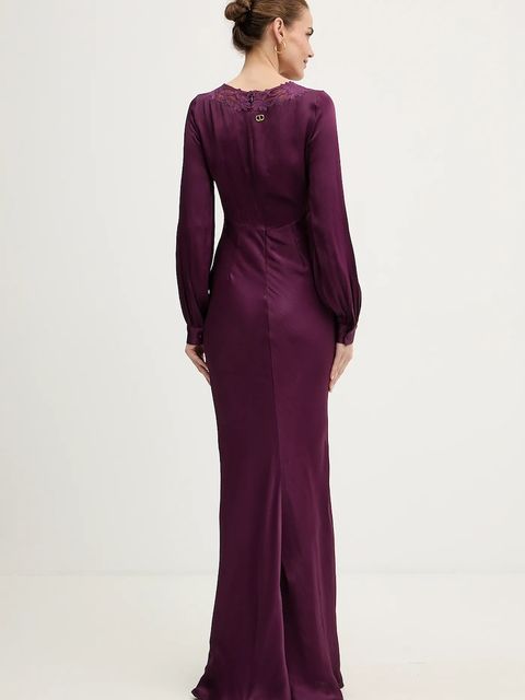 Twinset sukienka kolor fioletowy maxi dopasowana 252TT2244