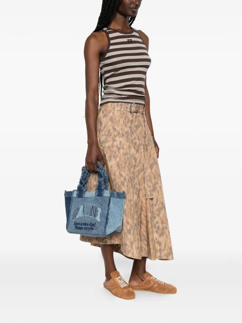 GANNI frayed panelled tote bag - Blue - zdjęcie produktu nr 2