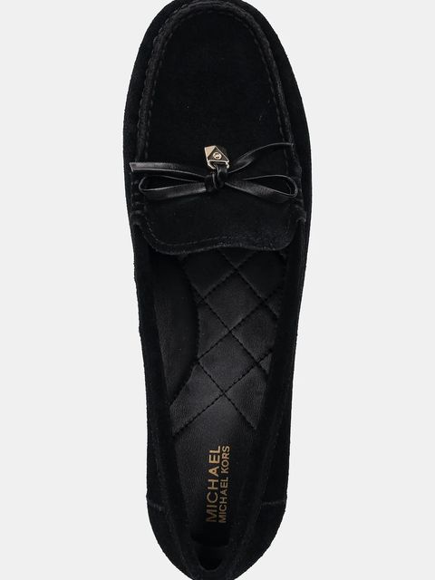 MICHAEL Michael Kors mokasyny zamszowe Juliette Moc damskie kolor czarny na płaskim obcasie 40S3JTFR1S.001