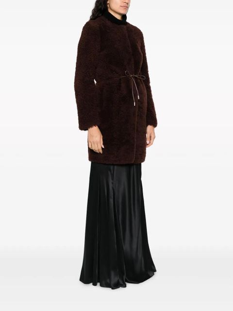 Yves Salomon belted shearling coat - Red
