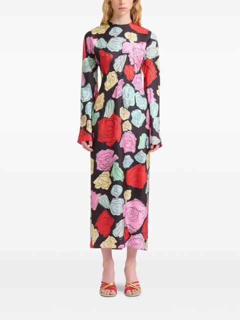 Marni floral-print long-sleeve dress - Black - zdjęcie produktu nr 2