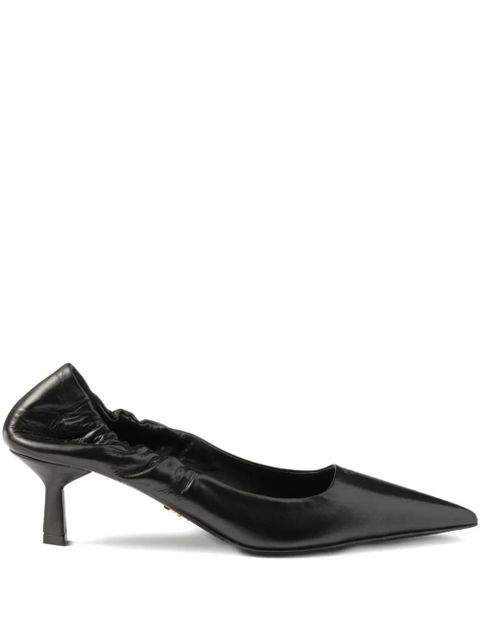 Prada 55mm ruched-effect pointed-toe leather pumps - Black - zdjęcie produktu nr 1