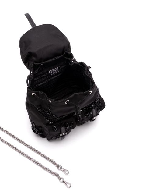 Prada enamel triangle-logo backpack - Black