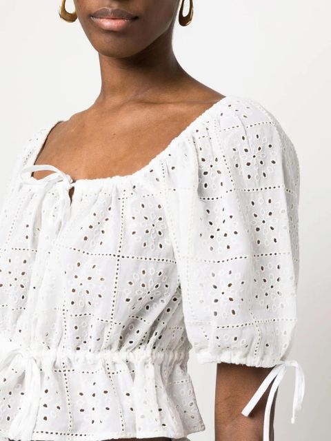 GANNI broderie anglaise organic cotton top - White