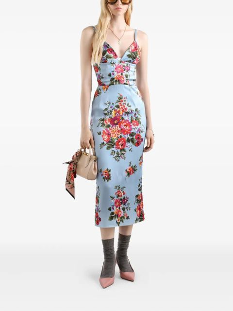 Dolce & Gabbana floral V-neck midi dress - Blue - zdjęcie produktu nr 2